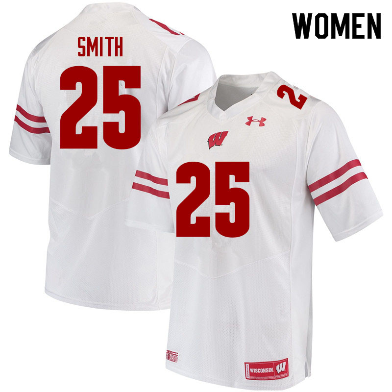 Wisconsin Badgers Women's #25 Isaac Smith NCAA Under Armour Authentic White College Stitched Football Jersey VL40Y54PJ